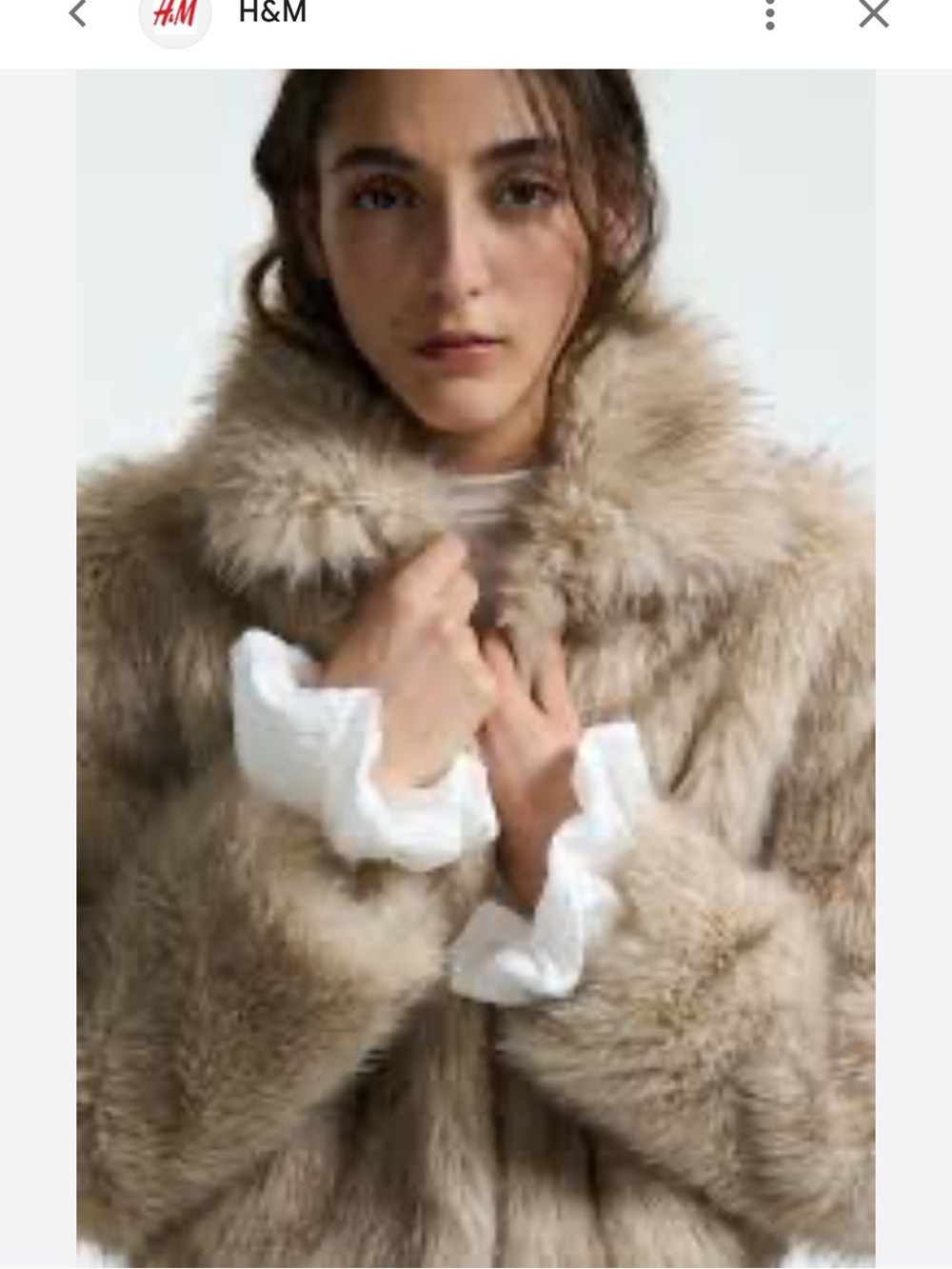 H&M Faux Fur Hooded Jacket in Taupe - Picture 4 of 4